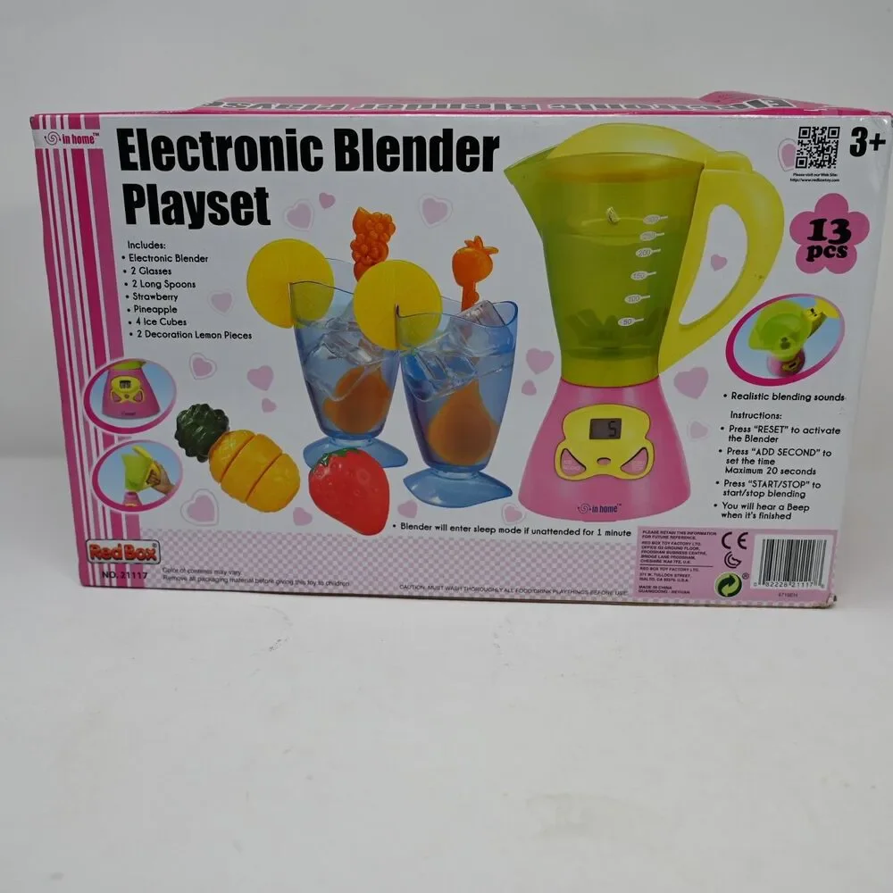 Red Box Electronic Blender Playset 13-Piece Pretend Kitchen Toy w Box
